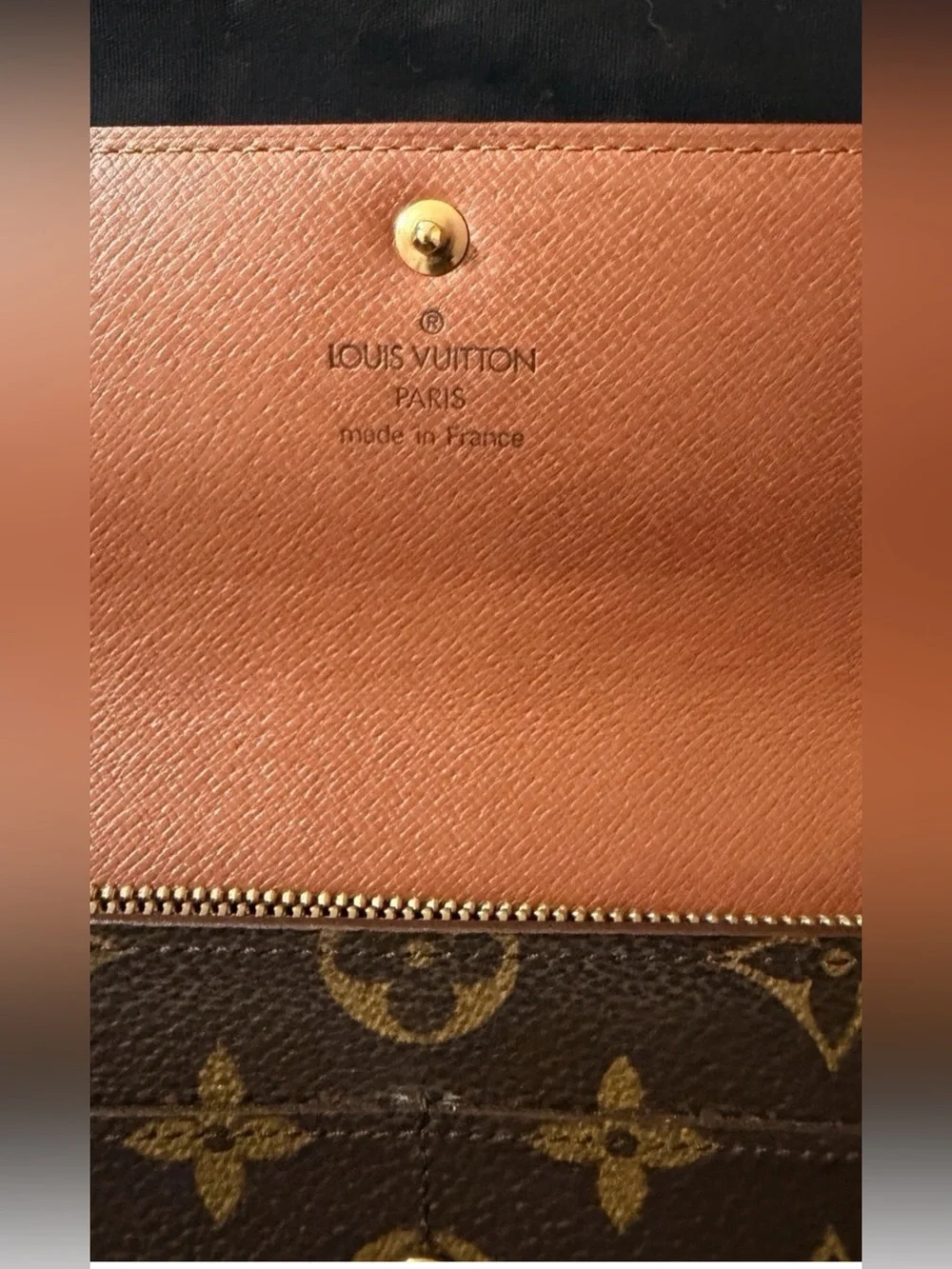 Louis Vuitton Brown Monogram Snap Flap Wallet Zip Coin Pocket Folding Card/COA
